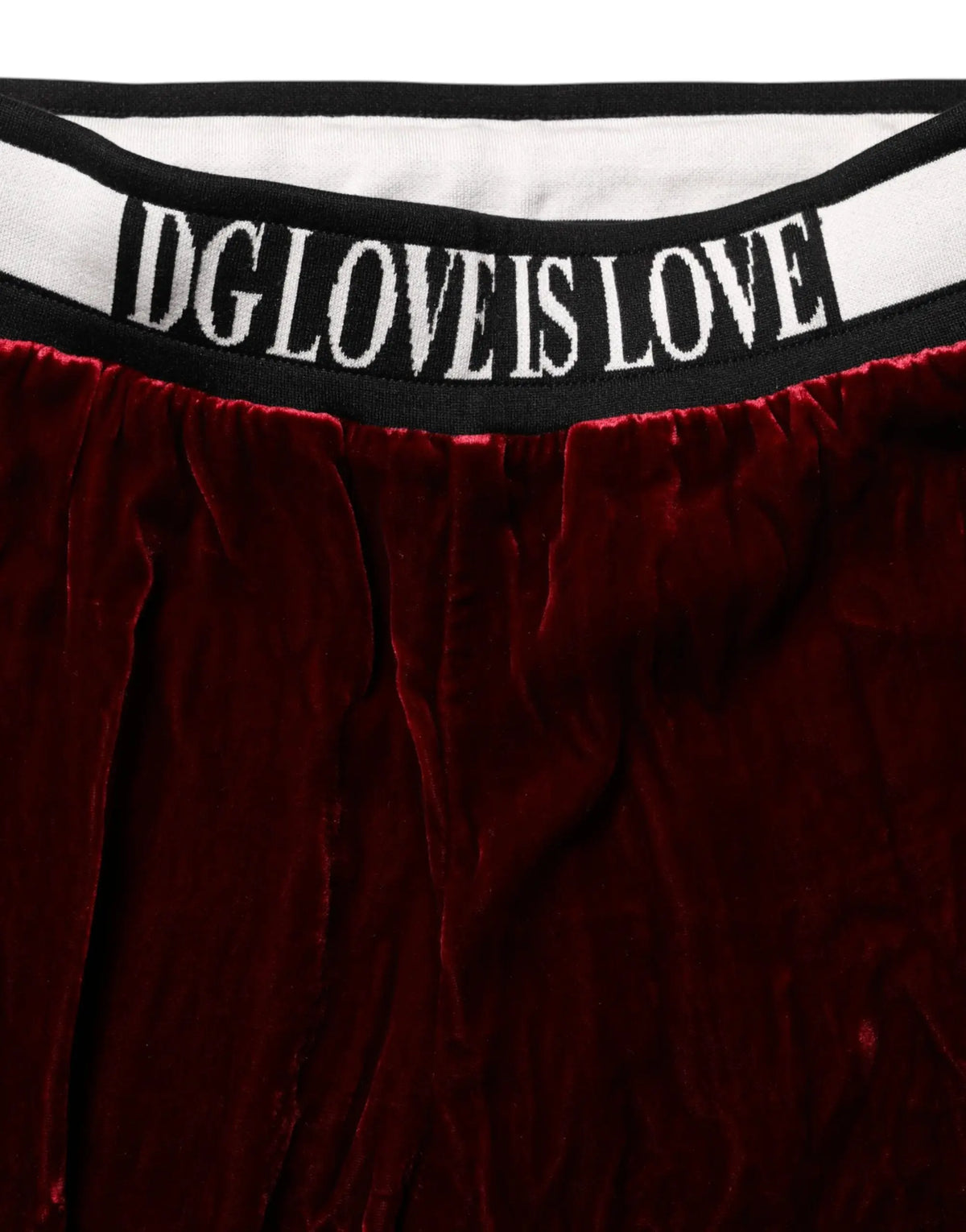 Jupe en velours rouge profond avec taille élastique noir et blanc dglove is love de dolce & gabbana en viscose