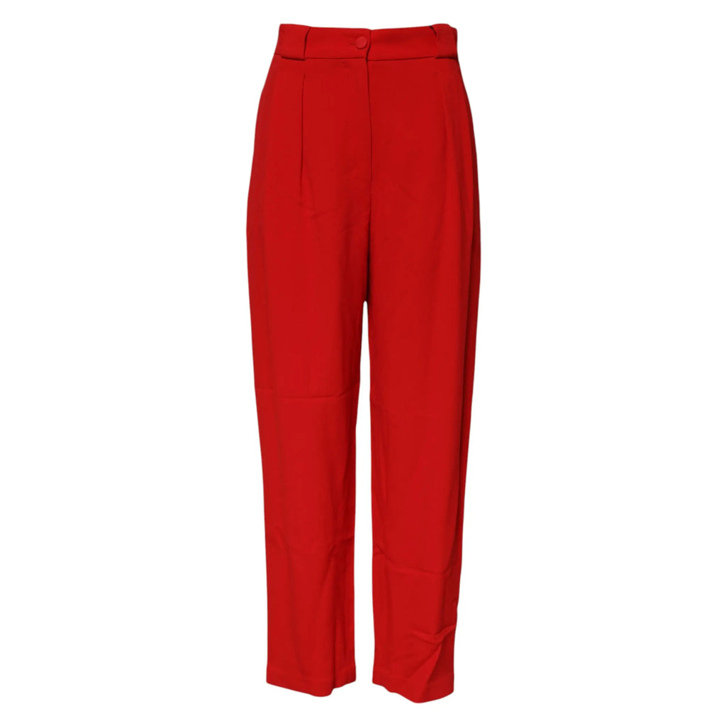 Pantalon rouge dolce & gabbana en viscose taille haute coupe droite avec plis subtils à lavant
