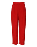 Pantalon dolce & gabbana rouge en viscose taille haute coupe droite avec plis subtils à lavant