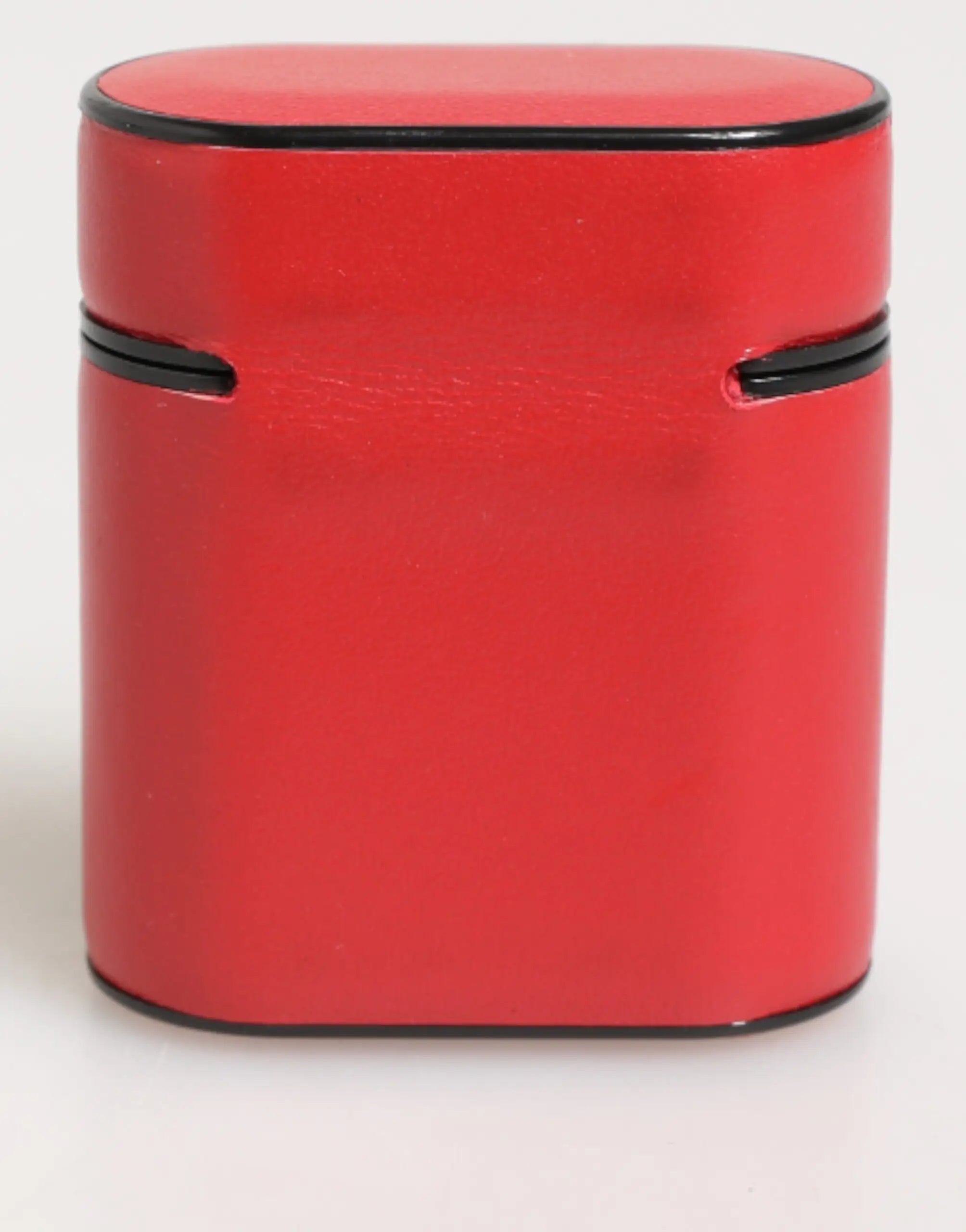 Étui rouge en cuir de veau dolce & gabbana avec bordure noire pour écouteurs sans fil airpods