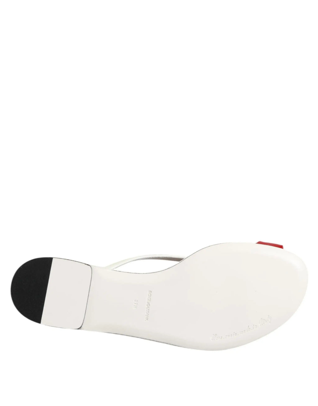 Sandales en cuir blanc dolce & gabbana avec talon noir et accent rouge à l’orteil modèle keira fleur