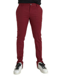 Pantalon slim fit en laine rouge dolce & gabbana avec fermeture classique et plis subtils