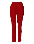 Dolce & Gabbana pantalon en laine rouge taille haute à jambes droites avec rayures blanches verticales sur les côtés