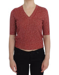 Pull à manches courtes en laine tweed rouge à motif chevrons de dolce & gabbana