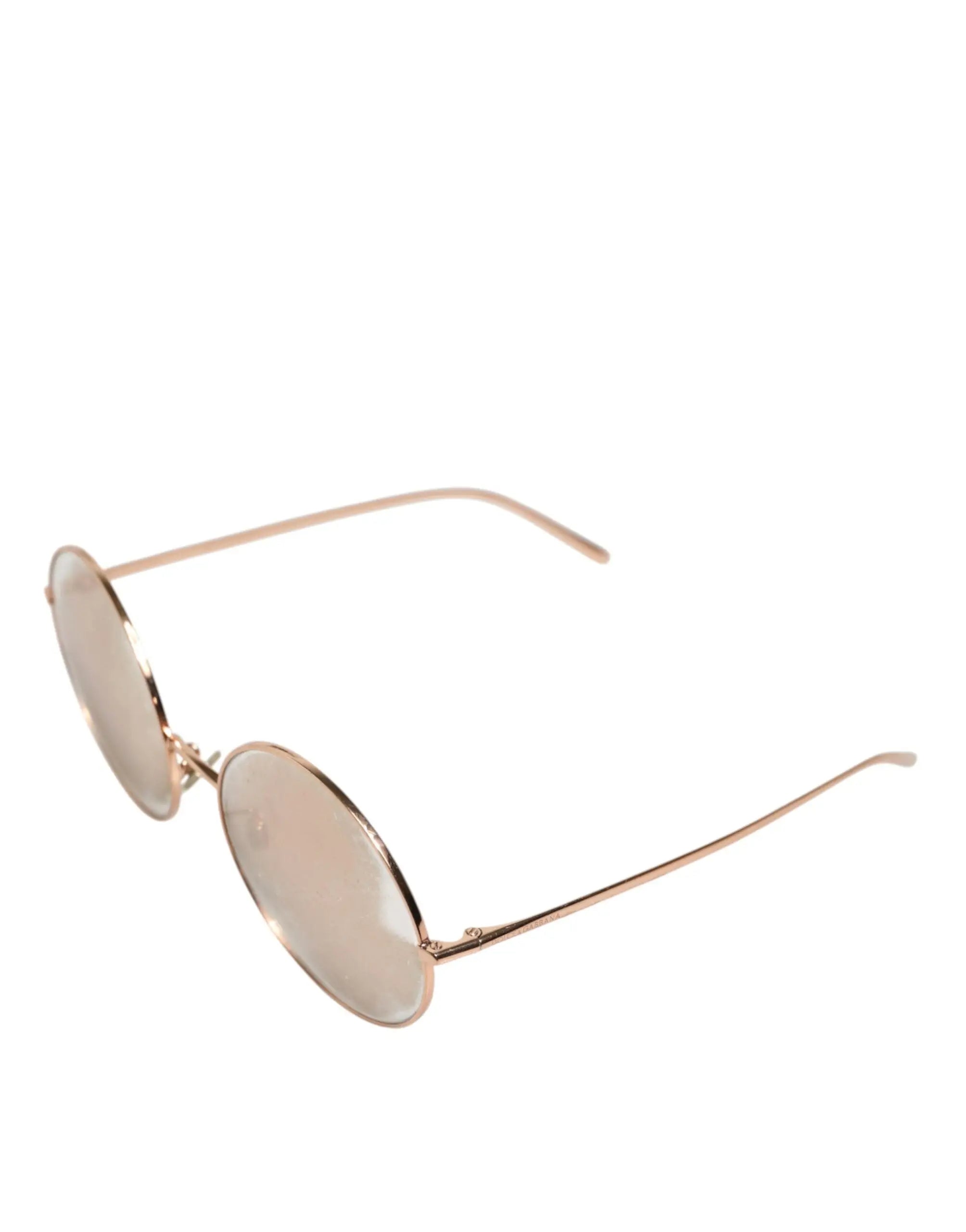 Lunettes de soleil dolce & gabbana en métal plaqué rose gold avec verres ronds miroirs rose pâle