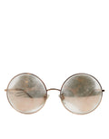 Lunettes de soleil dolce & gabbana avec monture ronde plaquée or rose et verres miroir dégradés