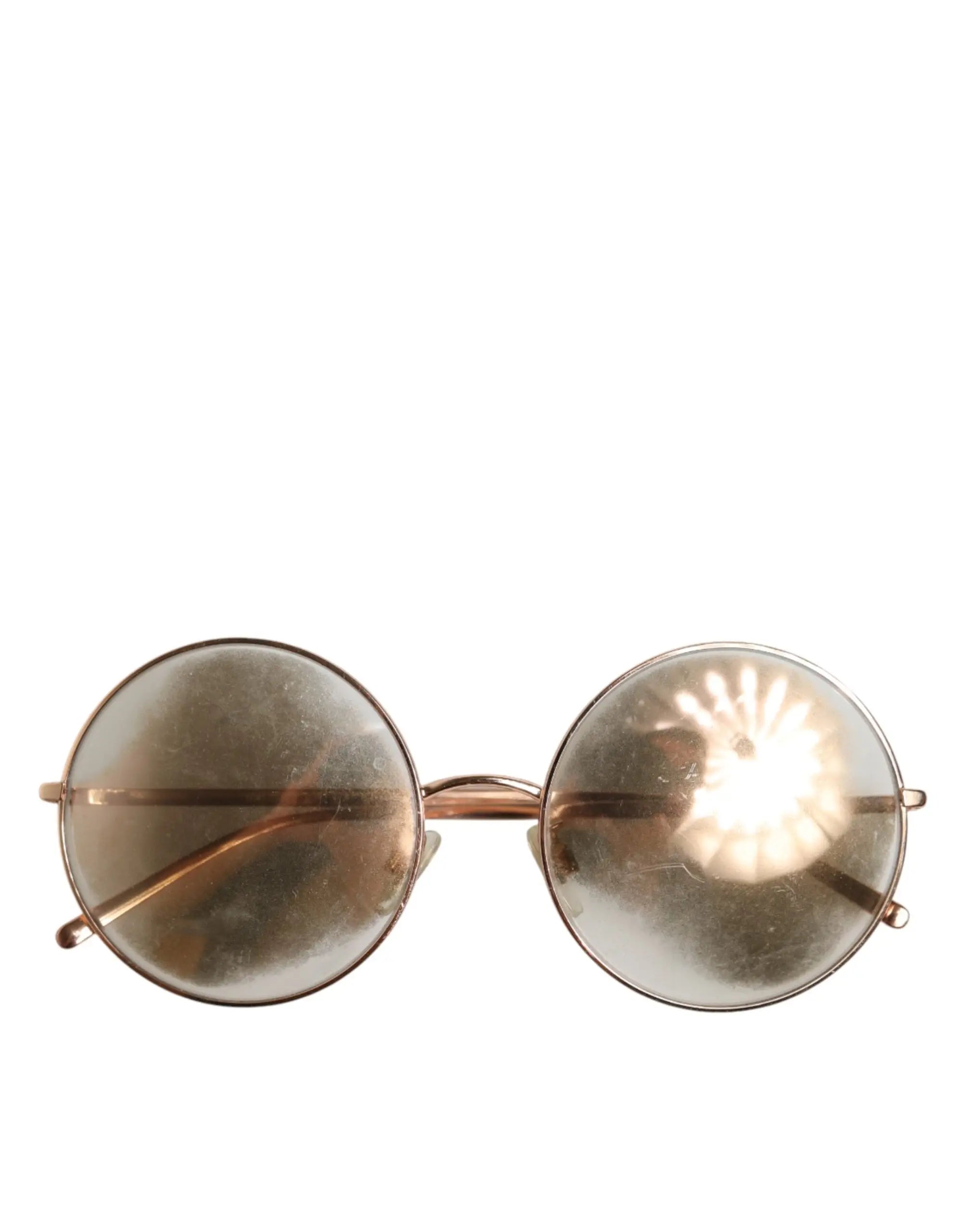 Dolce & gabbana lunettes de soleil rondes en plaqué or rose avec verres miroir pour un style élégant