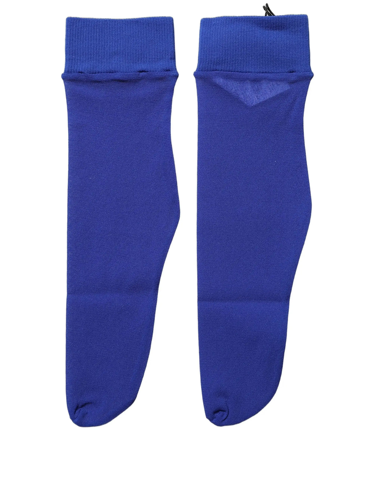 Une paire de chaussettes mi-mollet dolce gabbana bleu royal en nylon transparent avec bord-côte côtelé