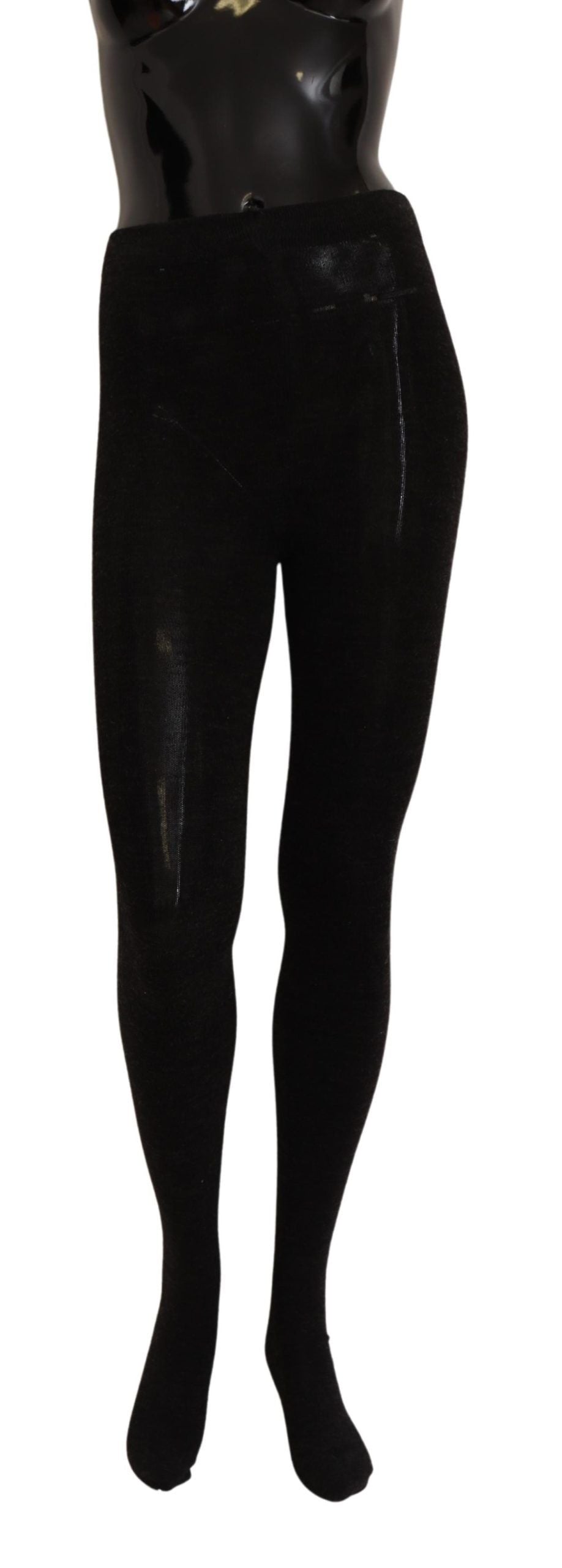 Collants noirs en laine stretch de Dolce & Gabbana, chaussettes ou bas élégants avec texture fine et finition soignée.
