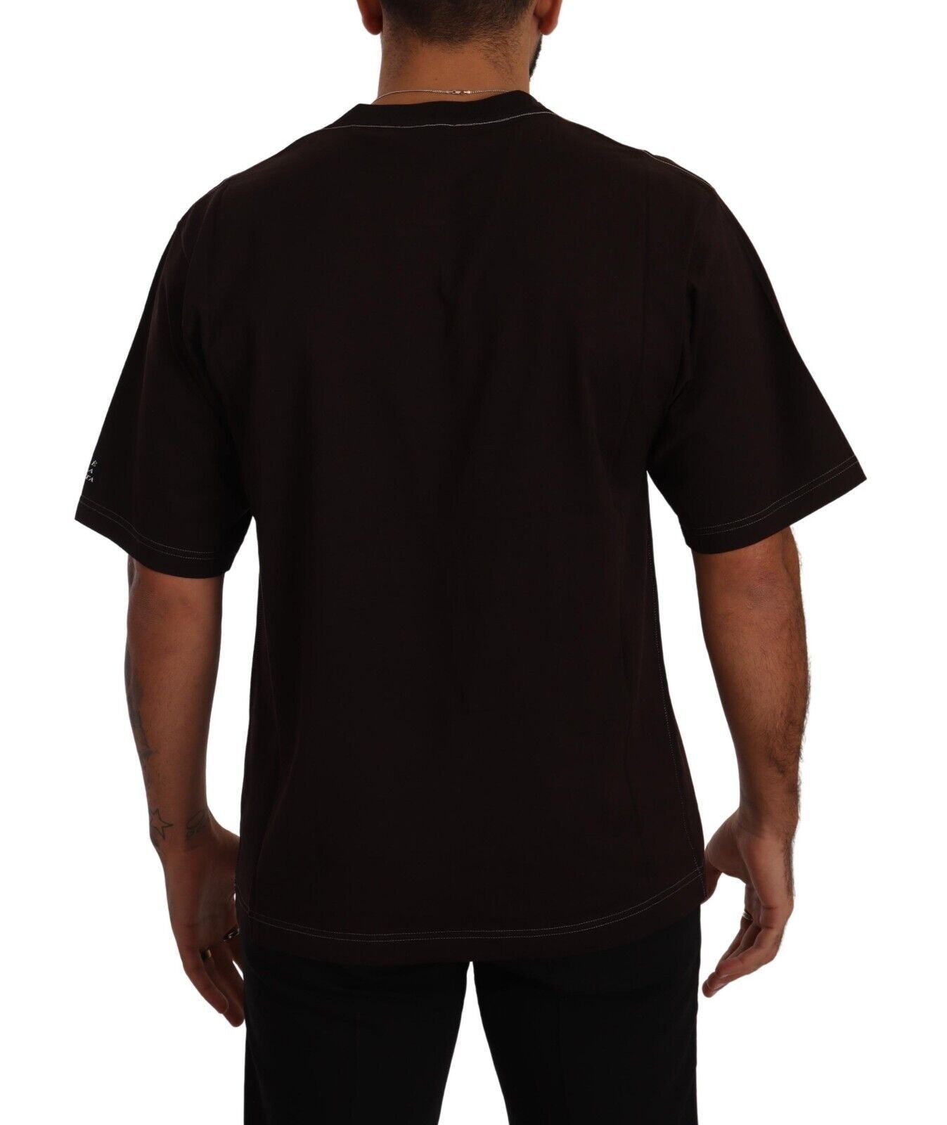 T-shirt à col rond Dolce & Gabbana en coton bordeaux avec motif L'Amore, design élégant et tendance.