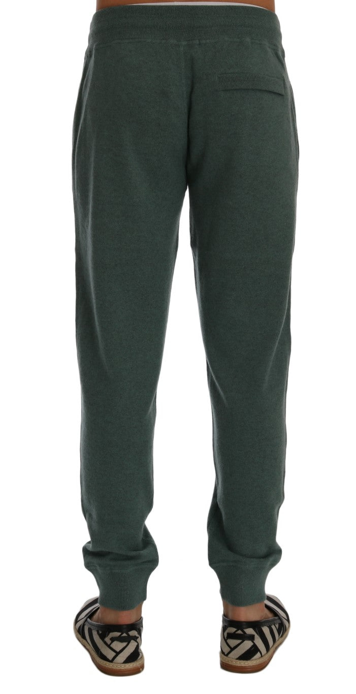 Pantalons de jogging en cachemire vert Dolce & Gabbana, style décontracté et élégant, avec logo discret.