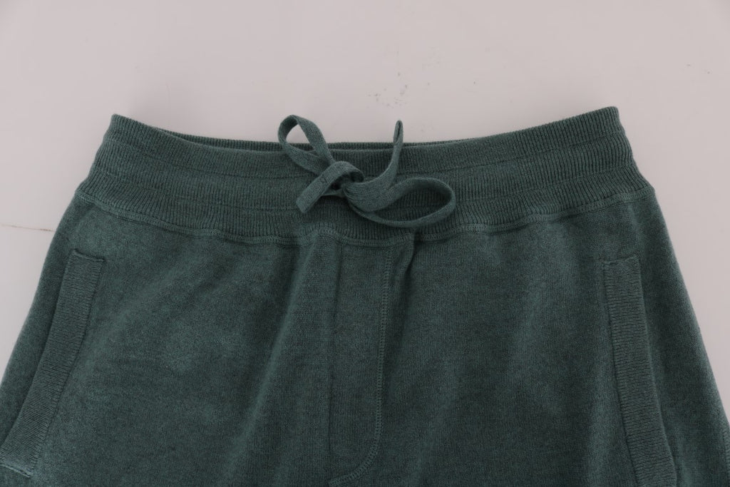Pantalons de entraînement en cachemire vert Dolce & Gabbana, mode élégante et confort pour le sport.