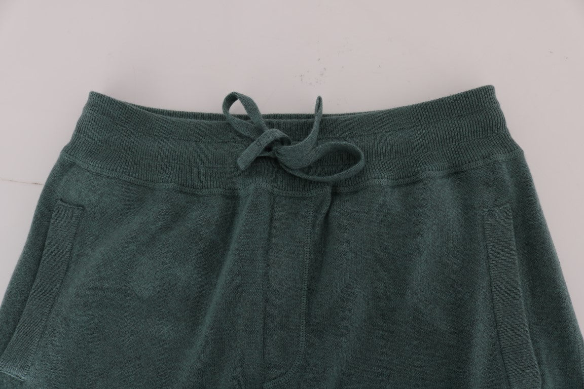 Pantalons de entraînement en cachemire vert Dolce & Gabbana, mode élégante et confort pour le sport.