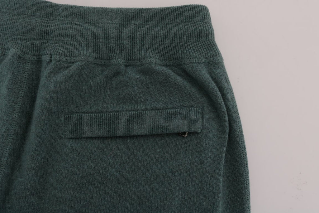 Pantalons de sport en cachemire vert Dolce & Gabbana, style décontracté avec logo de la marque.
