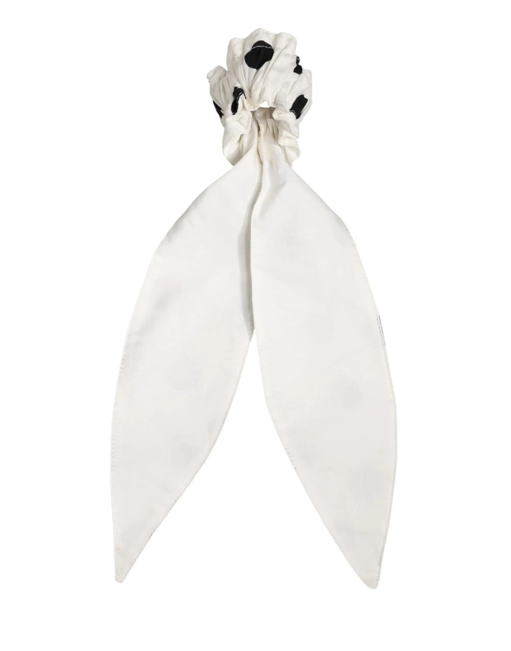 Scrunchie dolce & gabbana en coton blanc à pois noirs avec longue queue en ruban pour cheveux