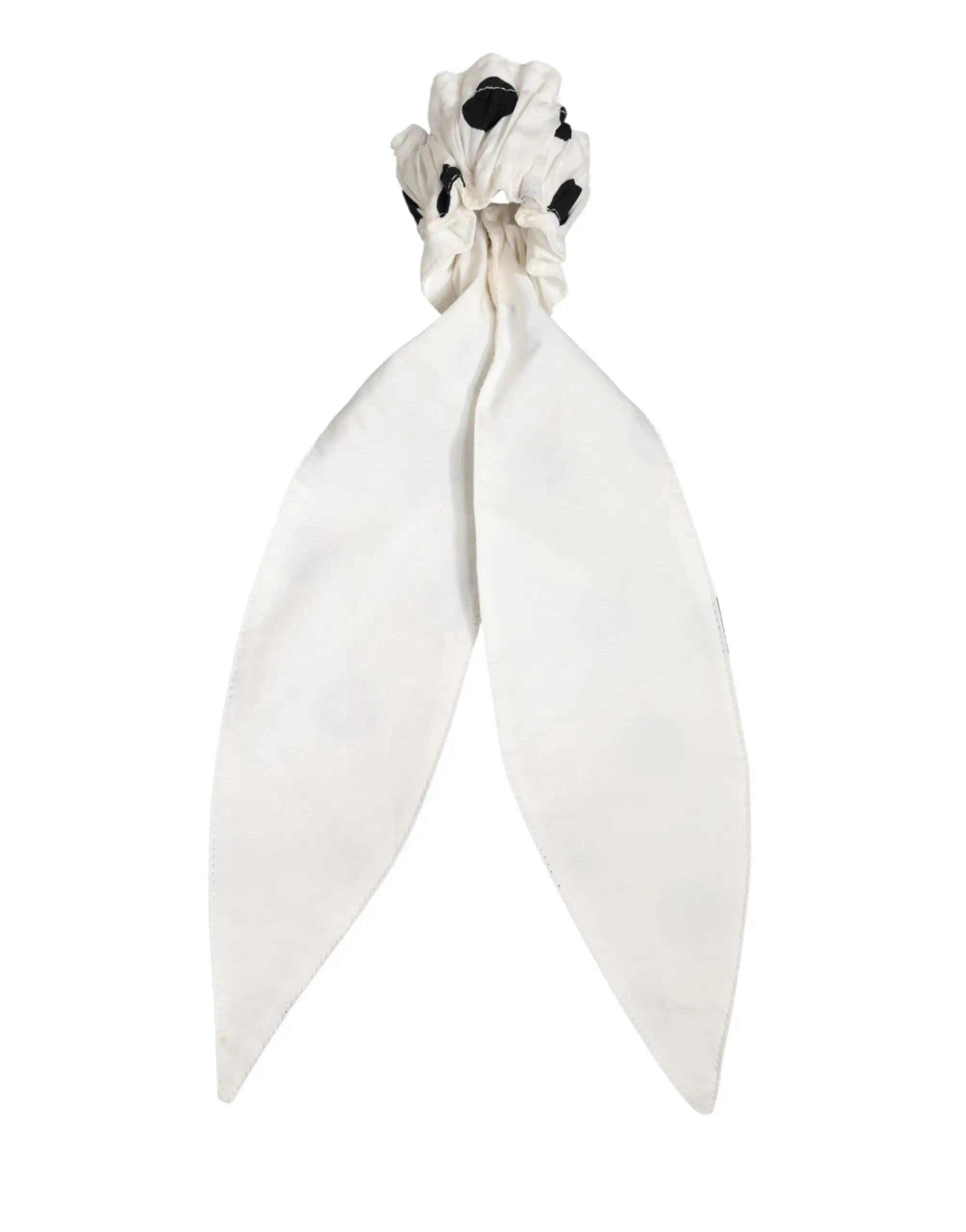 Scrunchie dolce & gabbana en coton blanc à pois noirs avec longue queue en ruban pour cheveux