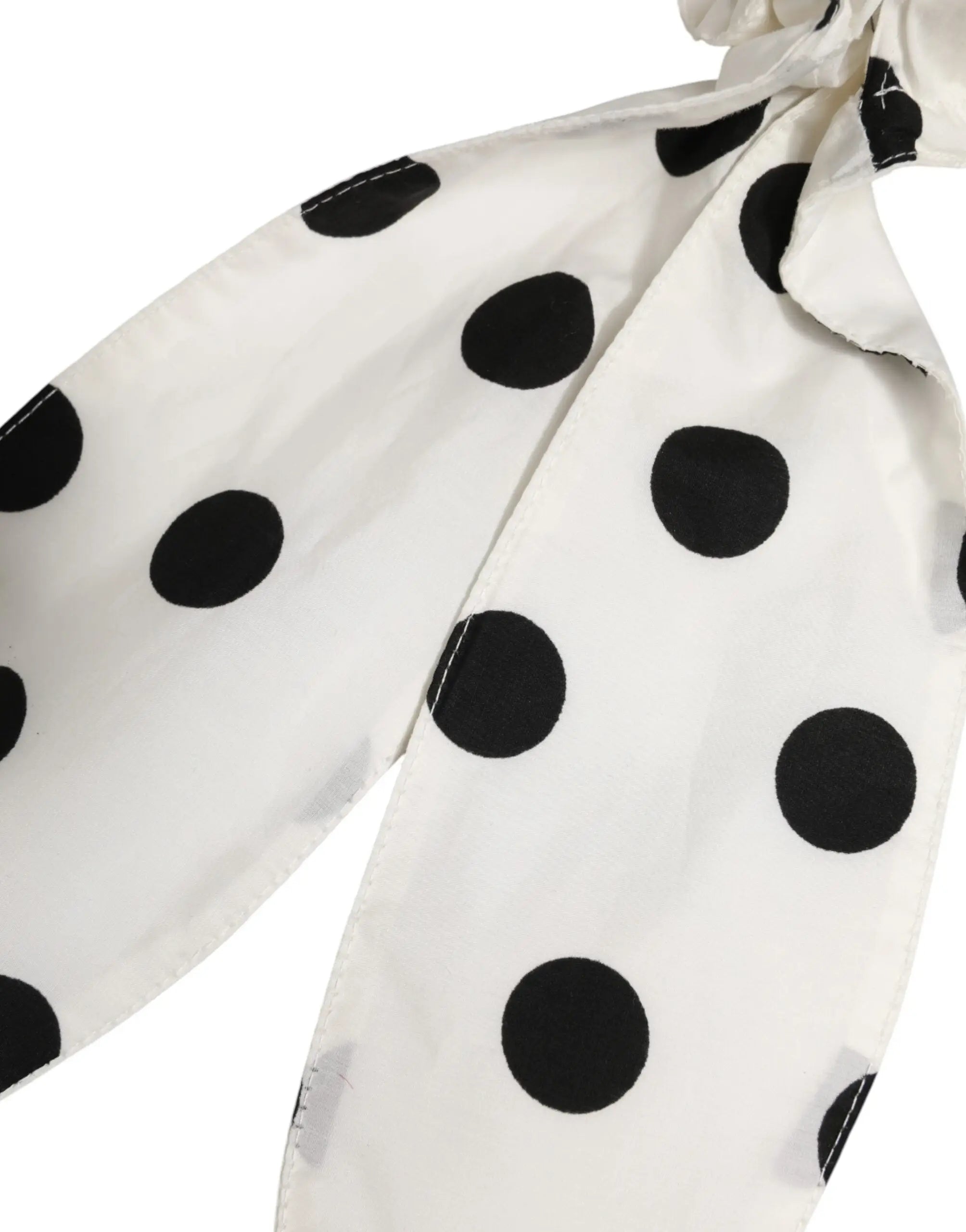 Écharpe en soie blanche à pois noirs bold attachée en nœud pour accessoire cheveux dolce & gabbana