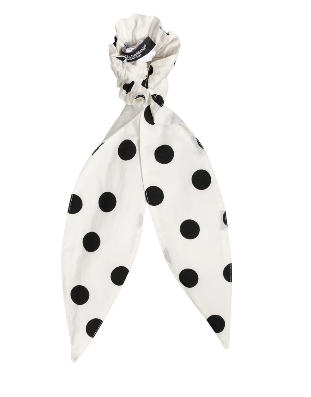 Scrunchie dolce & gabbana blanc en coton à pois avec motifs circulaires noirs et lien en tissu pour cheveux
