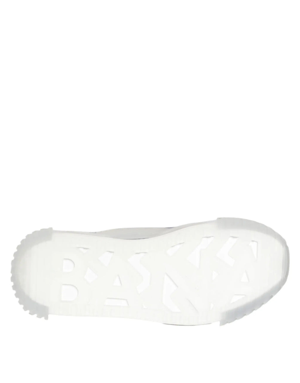 Semelle extérieure blanche en caoutchouc avec design texturé et motif visible sur les sneakers basses en nylon noir argenté dolce & gabbana pour homme