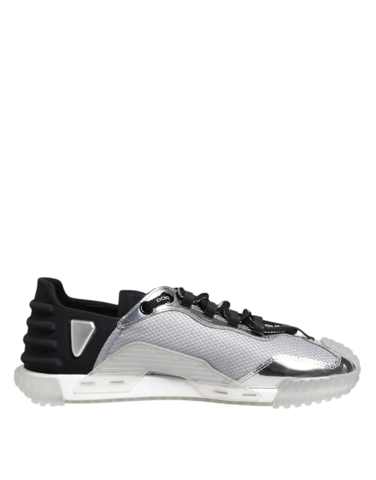 Baskets basses homme dolce gabbana nylon ns1 argent et noir avec dessus en mesh accents métalliques et semelle translucide