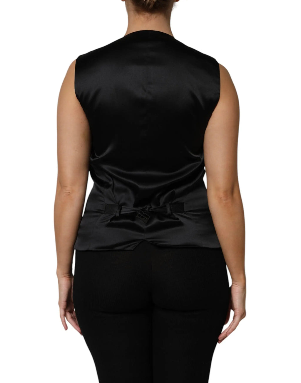 Top sans manches dolce & gabbana en jacquard floral argenté avec dos froncé et détail noué à la taille