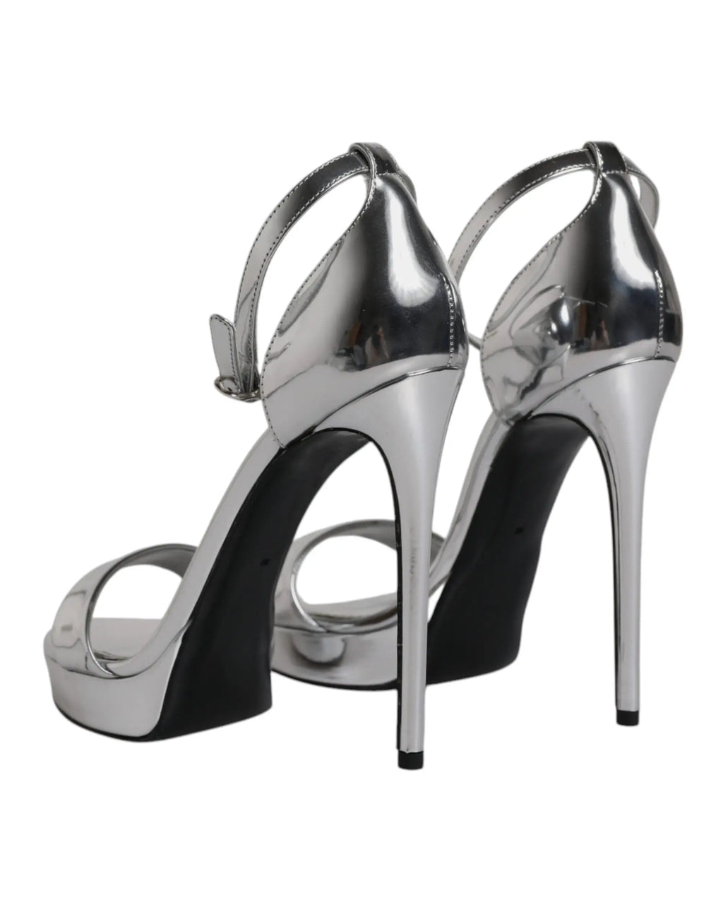 Sandales à talon haut dolce & gabbana keira argentées avec plateforme et bride à la cheville en matériau brillant