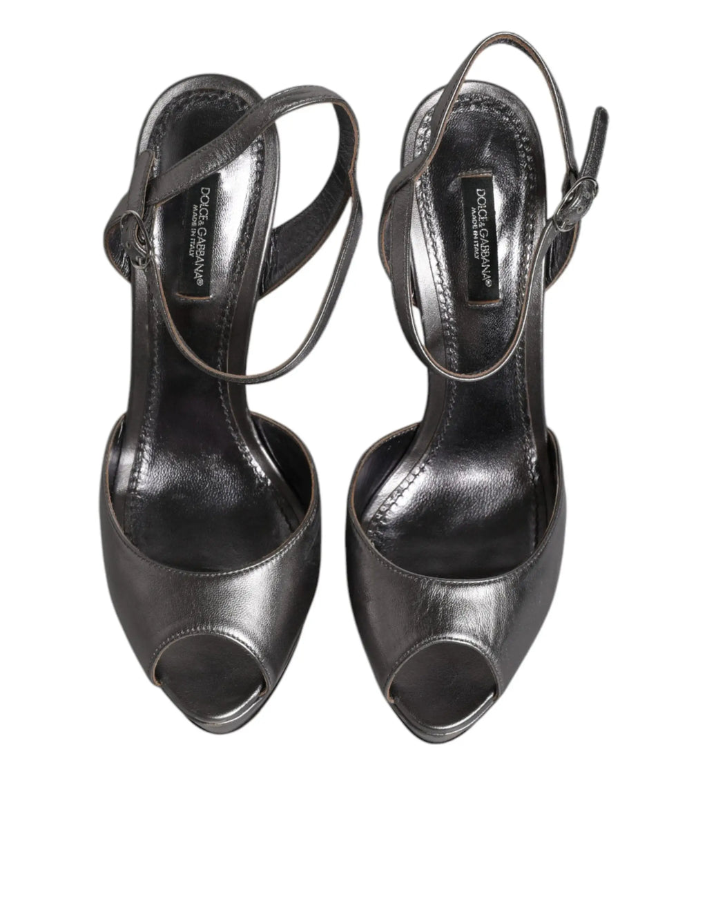 Dolce & gabbana chaussures à talon plateforme en cuir noir avec bout ouvert et bride arrière réglable