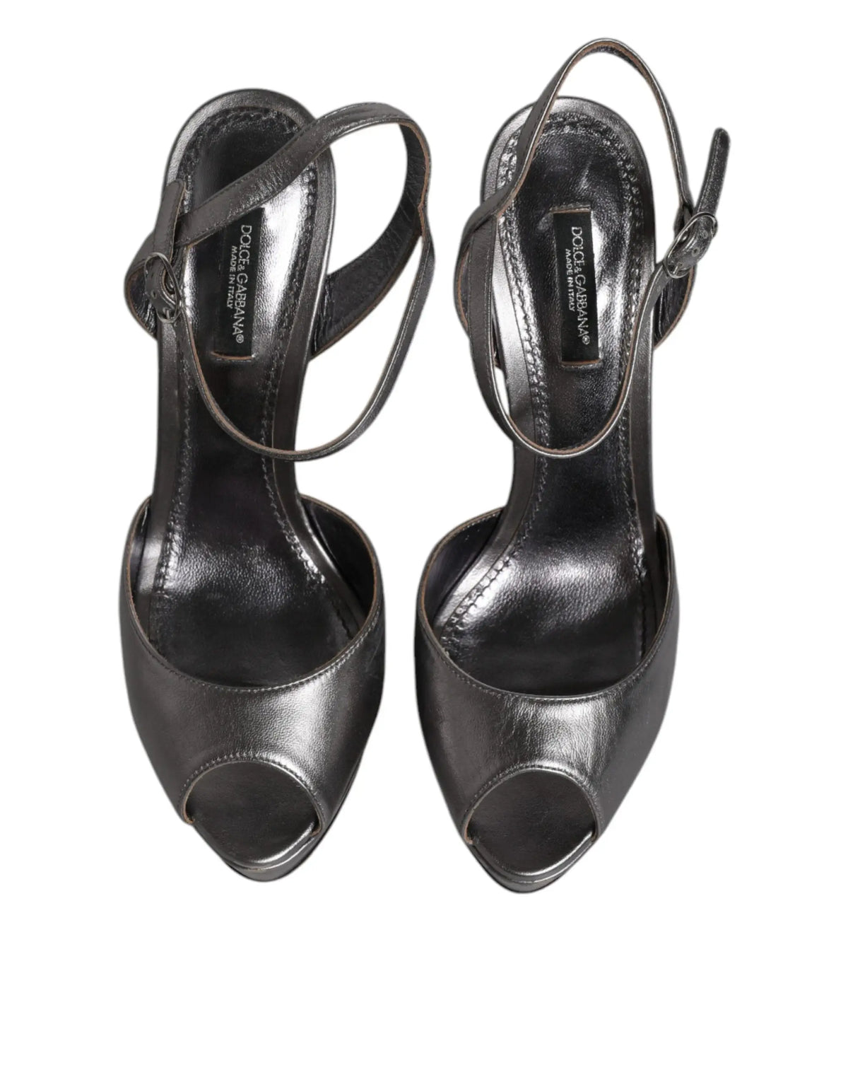 Dolce & gabbana chaussures à talon plateforme en cuir noir avec bout ouvert et bride arrière réglable