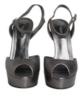 Sandales à plateforme en cuir noir dolce gabbana avec finition métallique élégante et bride à la cheville