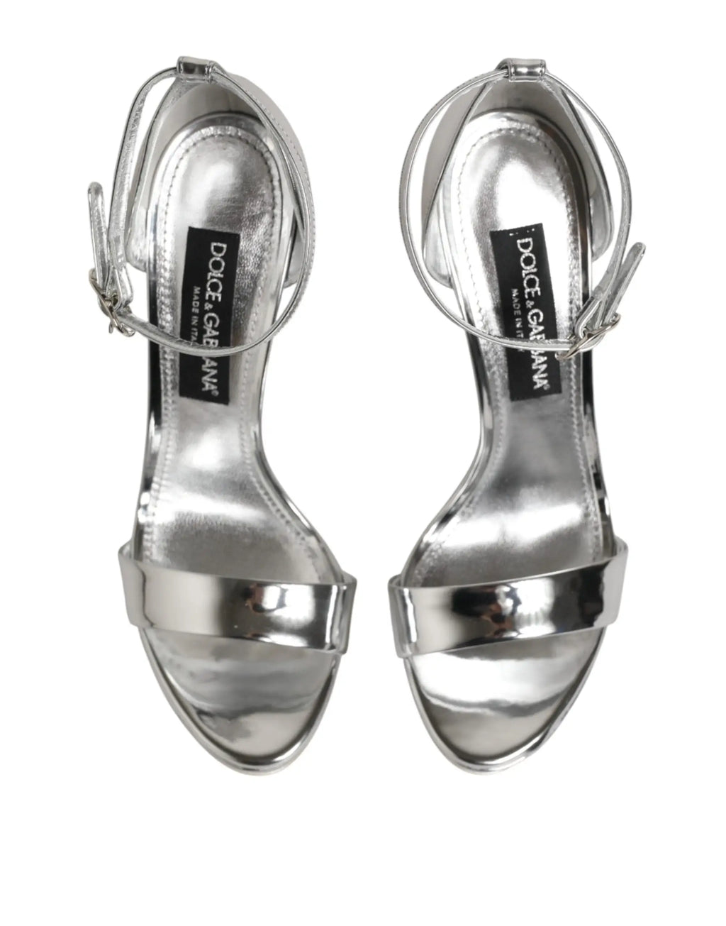 Dolce & gabbana sandales keira en cuir argenté à plate-forme avec design minimaliste et brides à la cheville