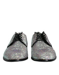 Derby dress shoes dolce & gabbana en cuir argenté avec strass et lacets noirs