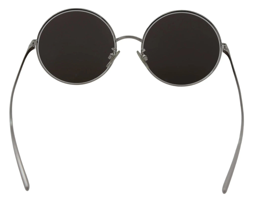 Lunettes de soleil rondes pour femme dolce & gabbana argentées avec monture argentée et verres gris foncé