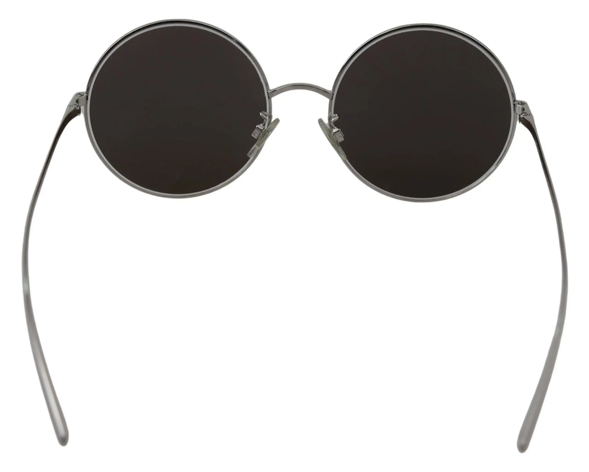 Lunettes de soleil rondes pour femme dolce & gabbana argentées avec monture argentée et verres gris foncé
