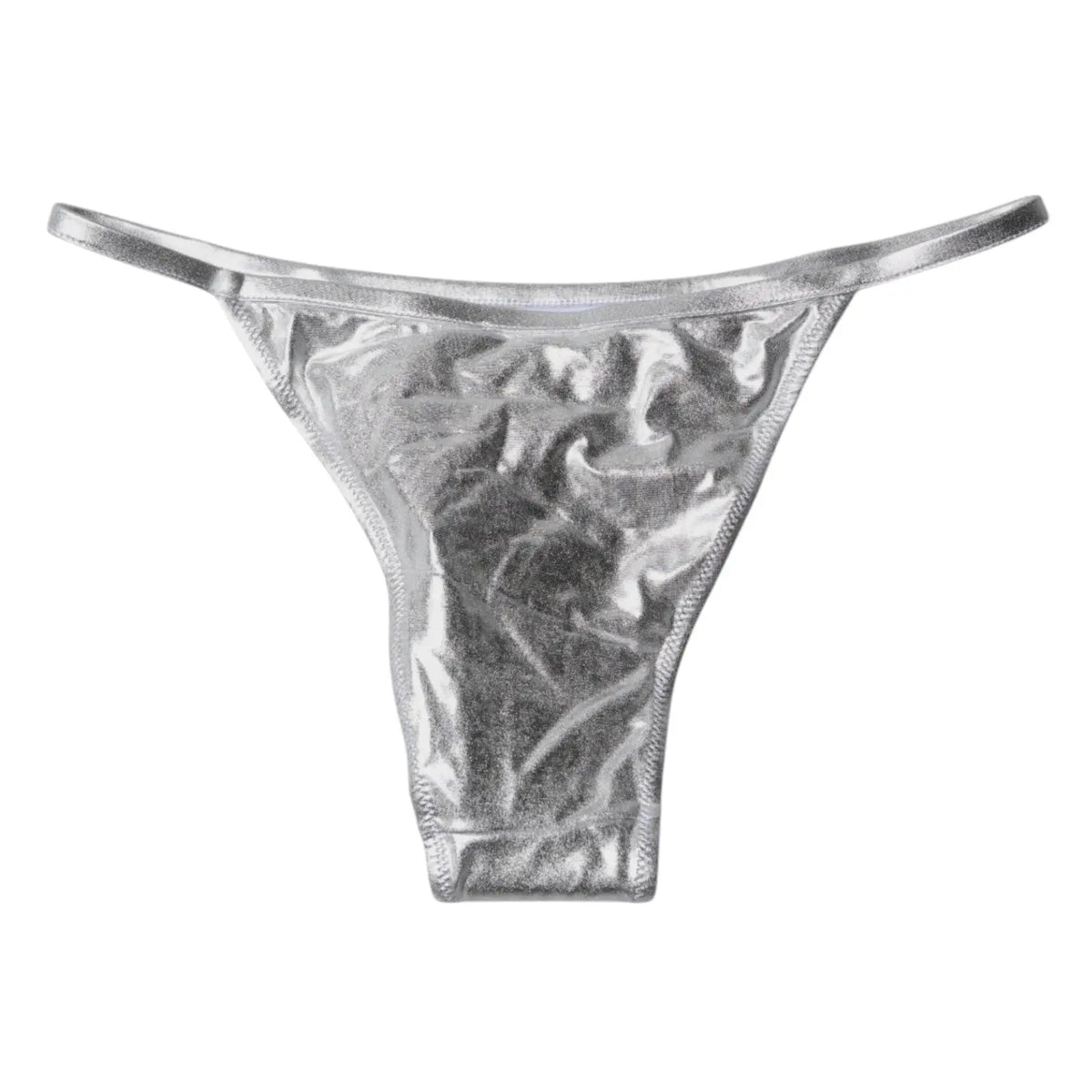 String argenté brillant en polyester de dolce & gabbana pour plage avec surface lisse et fines bretelles