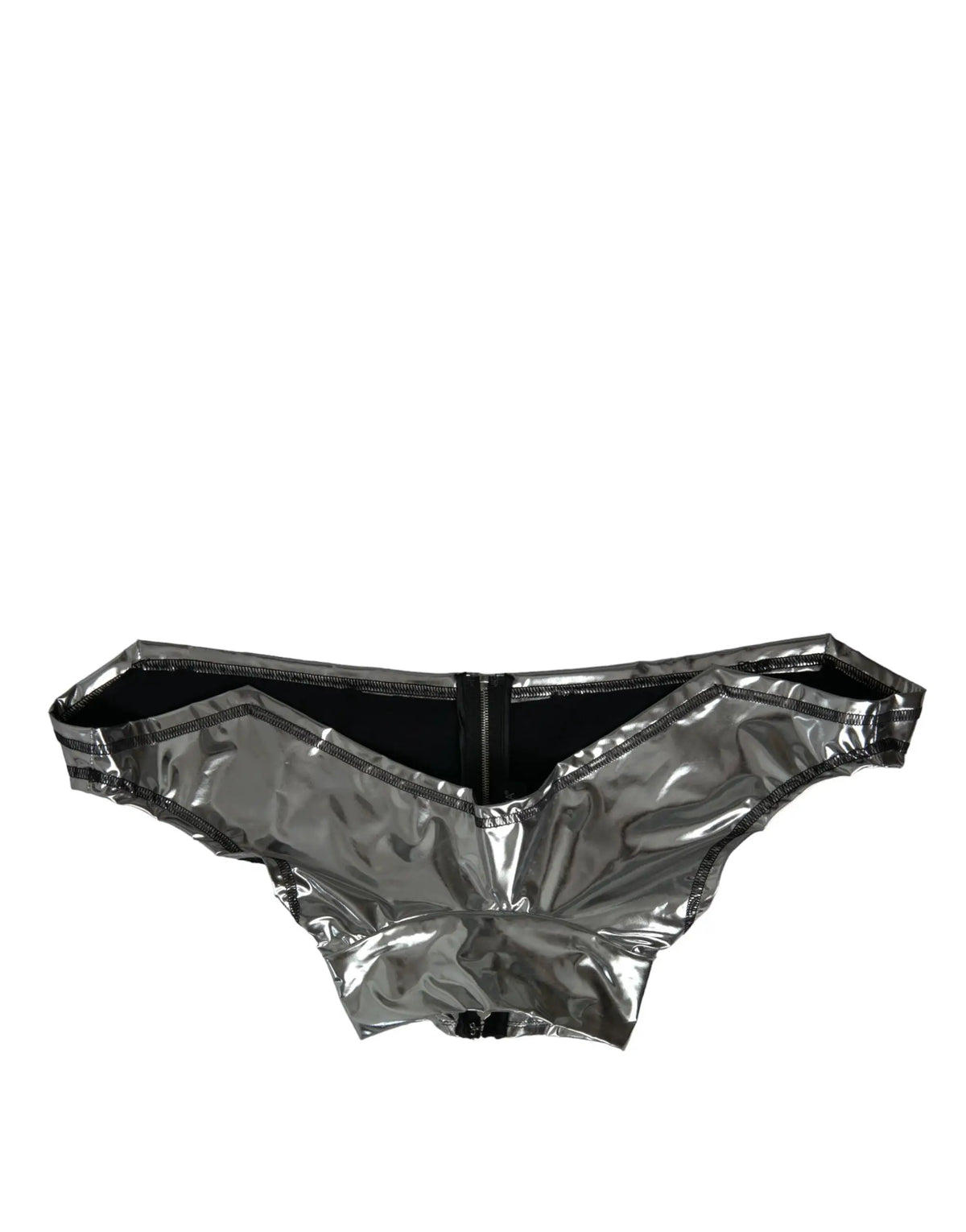 Dolce & gabbana argenté polyester stretch top avec finitions brillantes et doublure intérieure noire