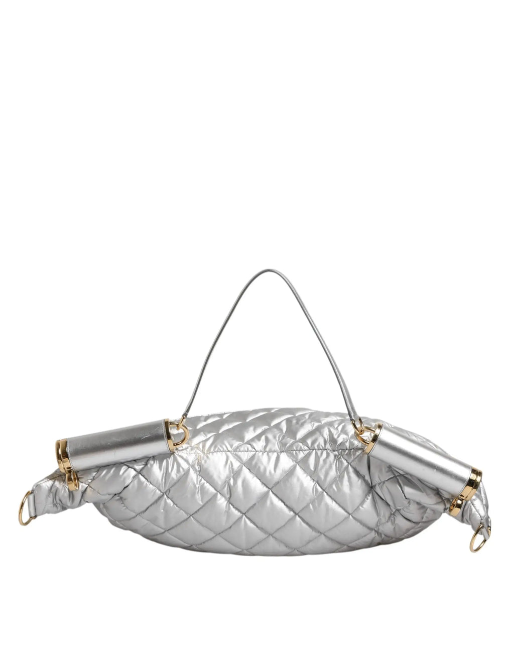 Sac bandoulière sicily dolce & gabbana en cuir matelassé argenté avec poignée supérieure incurvée et hardware métallique