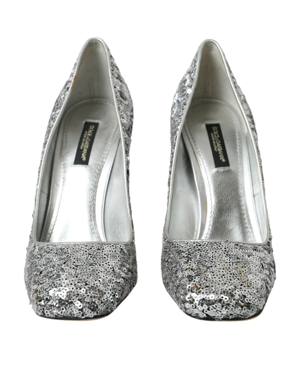 Dolce & gabbana escarpins en cuir ornés de sequins argentés élégants