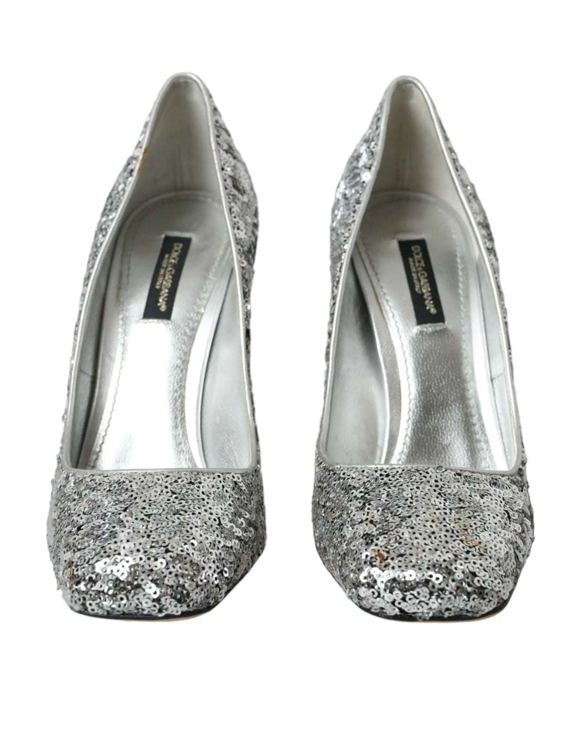 Dolce & gabbana escarpins en cuir ornés de sequins argentés élégants