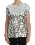 Dolce & gabbana blouse t-shirt argentée à manches courtes en sequins avec effet dégradé brillant et réfléchissant