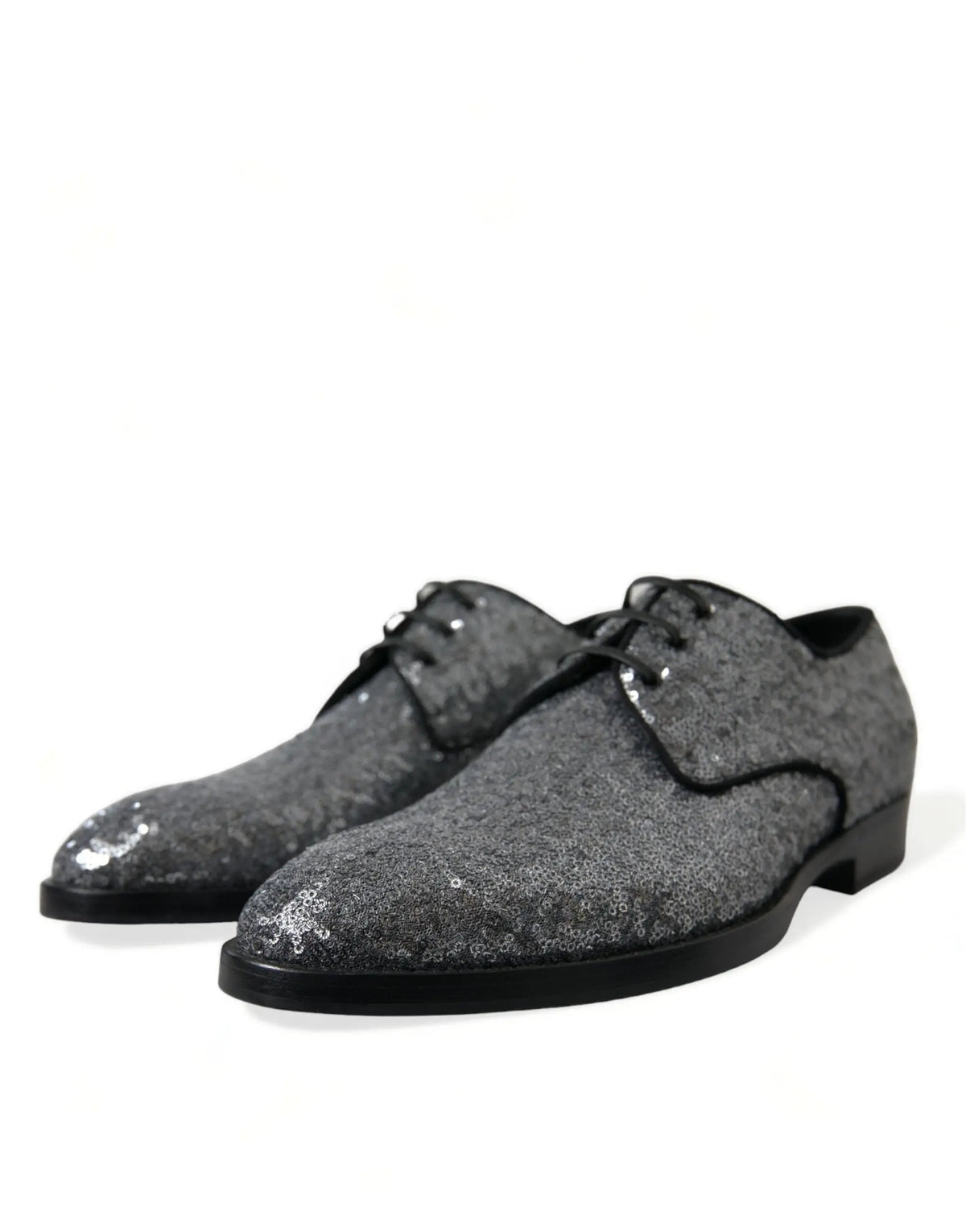 Chaussures derby homme dolce & gabbana gris avec sequins argentés lacées et semelle noire