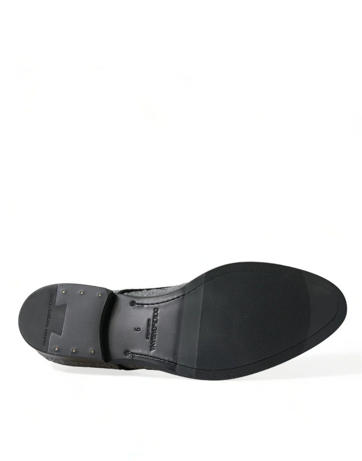 Semelle noire en cuir de chaussure derby homme dolce & gabbana avec semelle extérieure en caoutchouc texturée et logo embossé