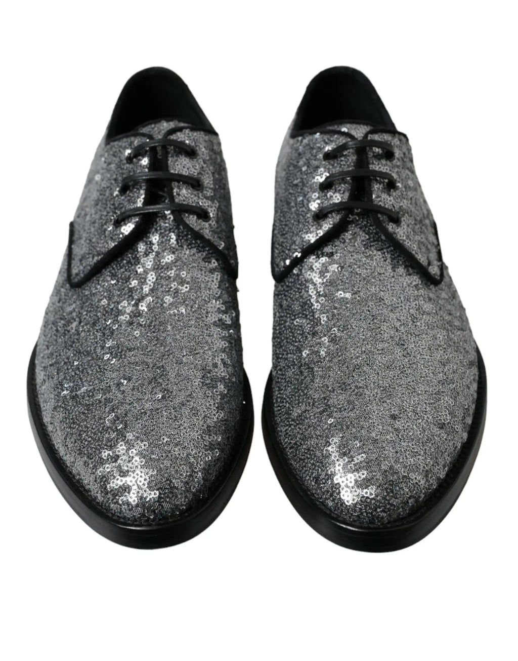 Chaussures derby pour homme dolce & gabbana argentées à sequins avec lacets et semelles noires