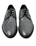 Chaussures derby pour homme dolce & gabbana argentées à sequins avec lacets et semelles noires