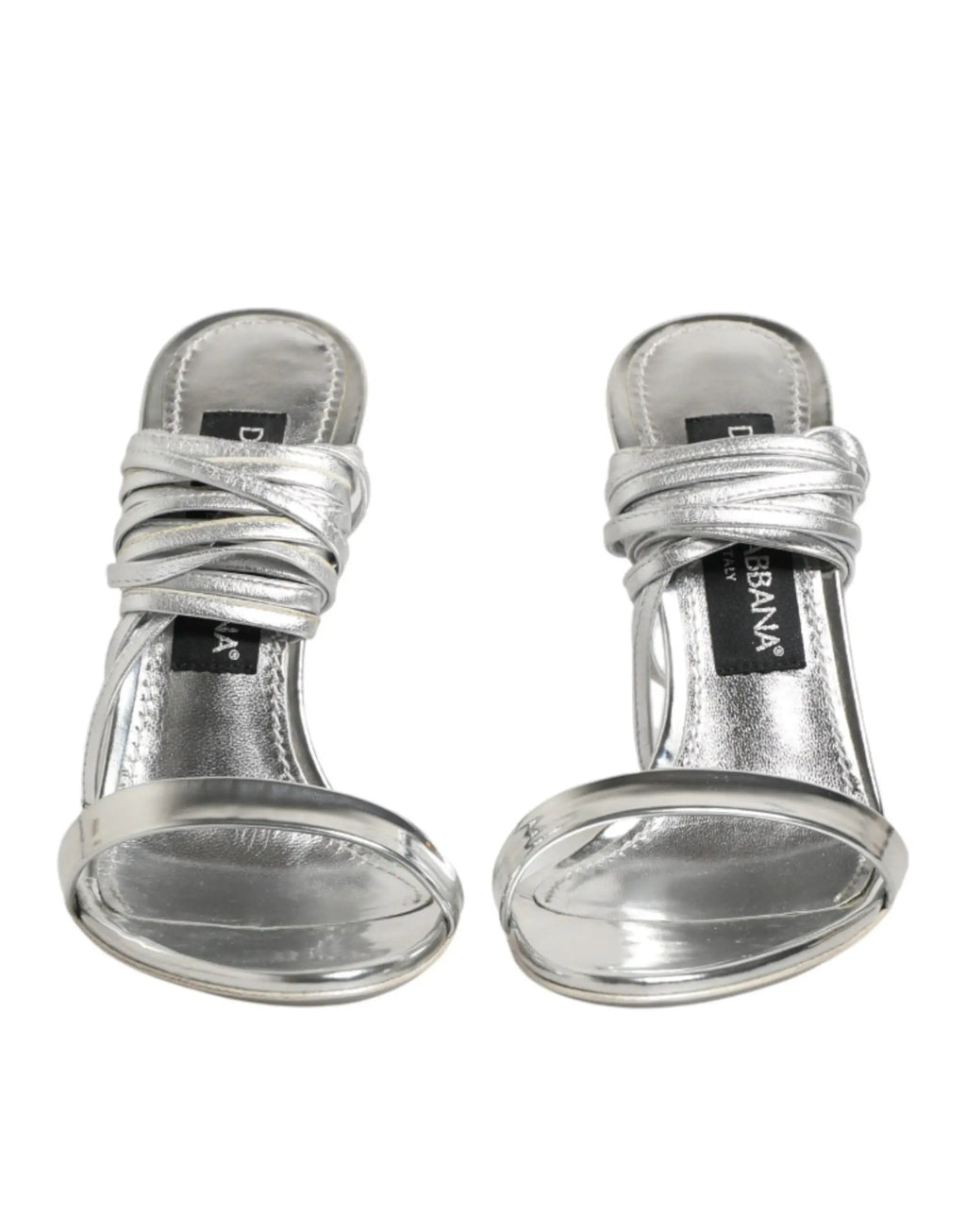 Sandales à talons hauts dolce & gabbana en métal argenté avec brides croisées et design minimaliste élégant