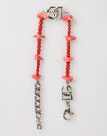 Bracelet pour homme dolce & gabbana en laiton argenté avec perles rouges et corail, fermoir logo entrelacé dg et extension chaîne