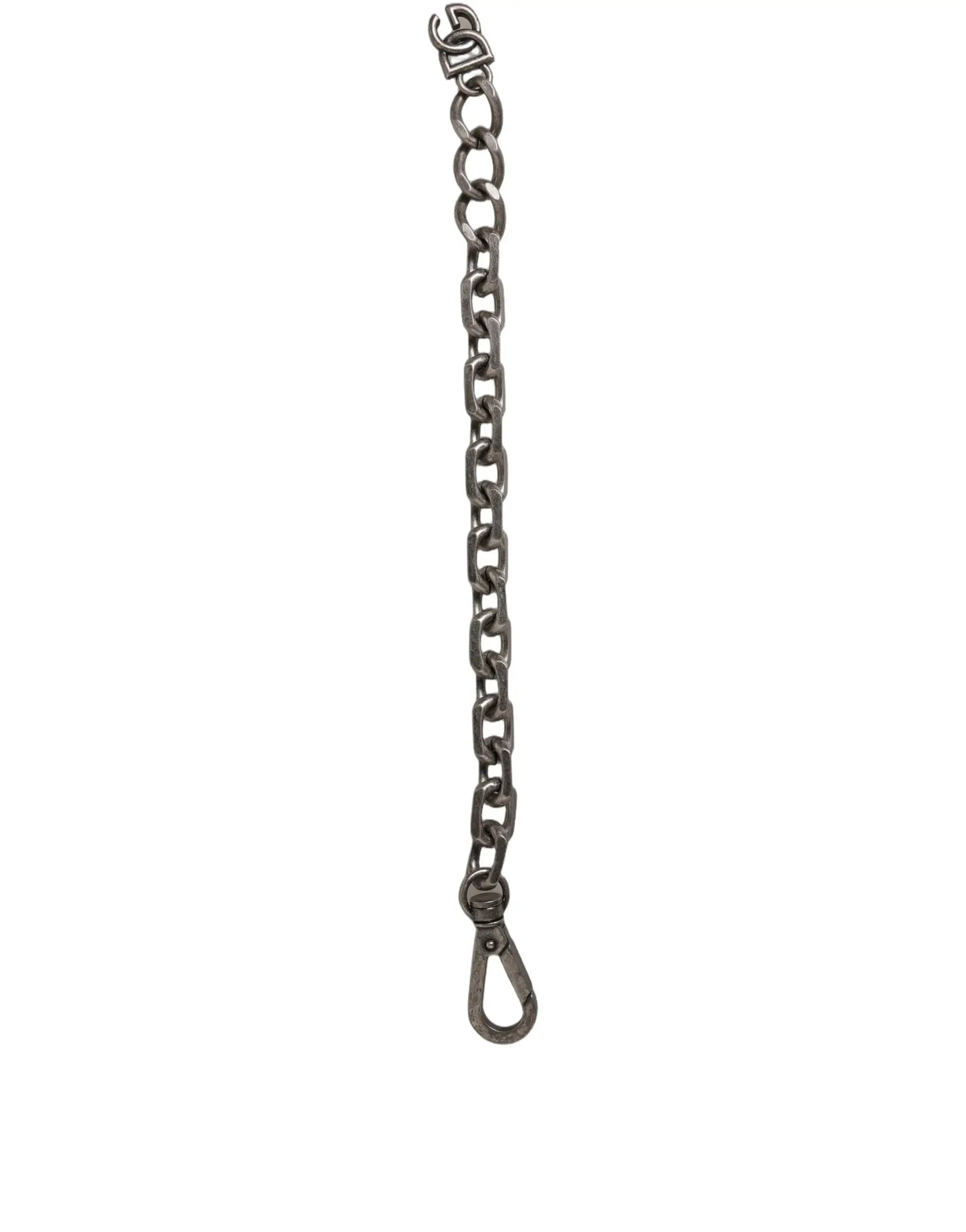 Bracelet dolce & gabbana en maillons de chaîne lourds en métal gris foncé avec fermoir logo dg et clip homard