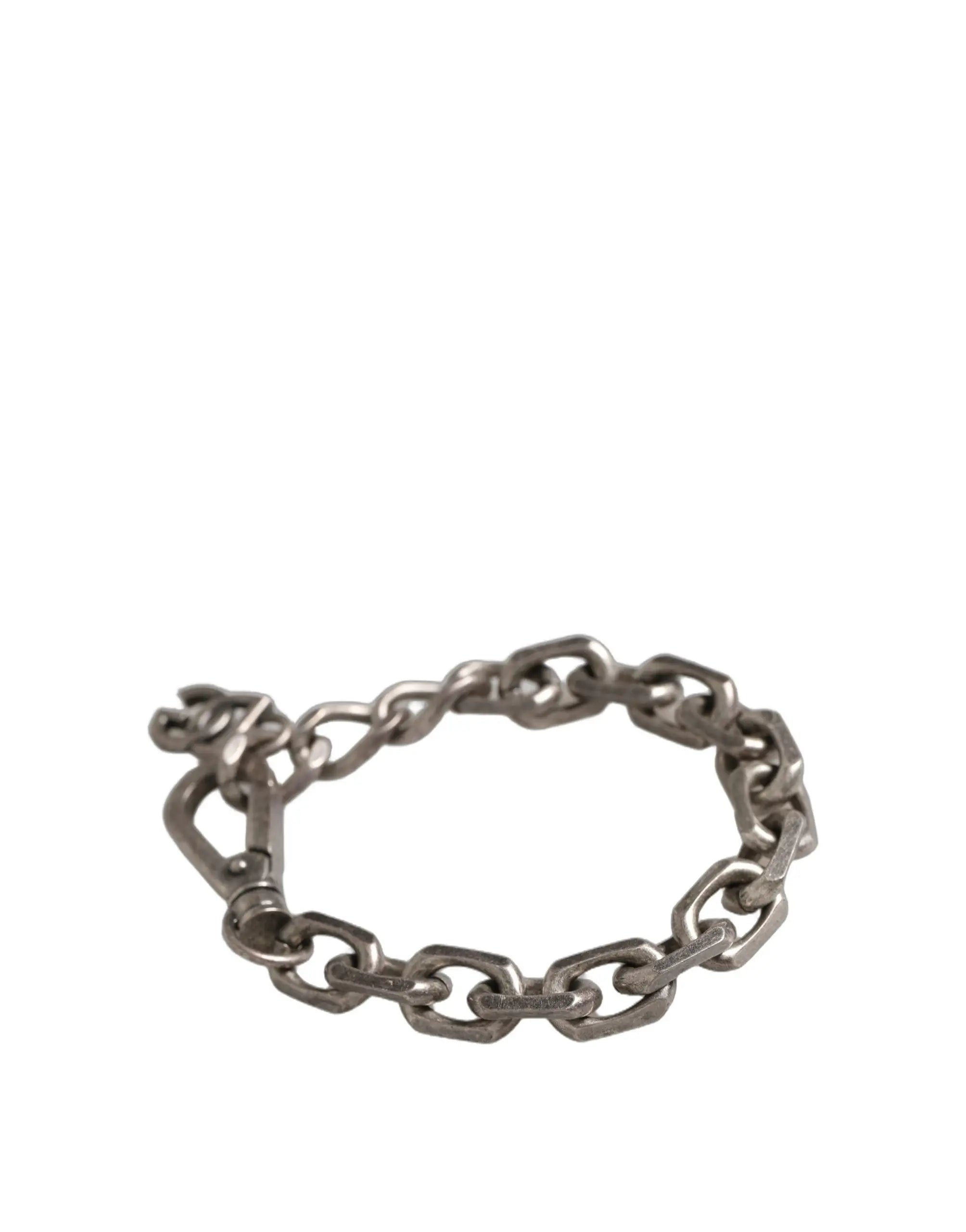 Bracelet dolce & gabbana argenté avec maillons larges, finition mate et fermoir solide en métal argenté