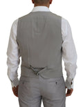 Gilet formel gris dolce & gabbana en laine et soie avec coupe ajustée et ceinture assortie pour costume slim fit trois pièces