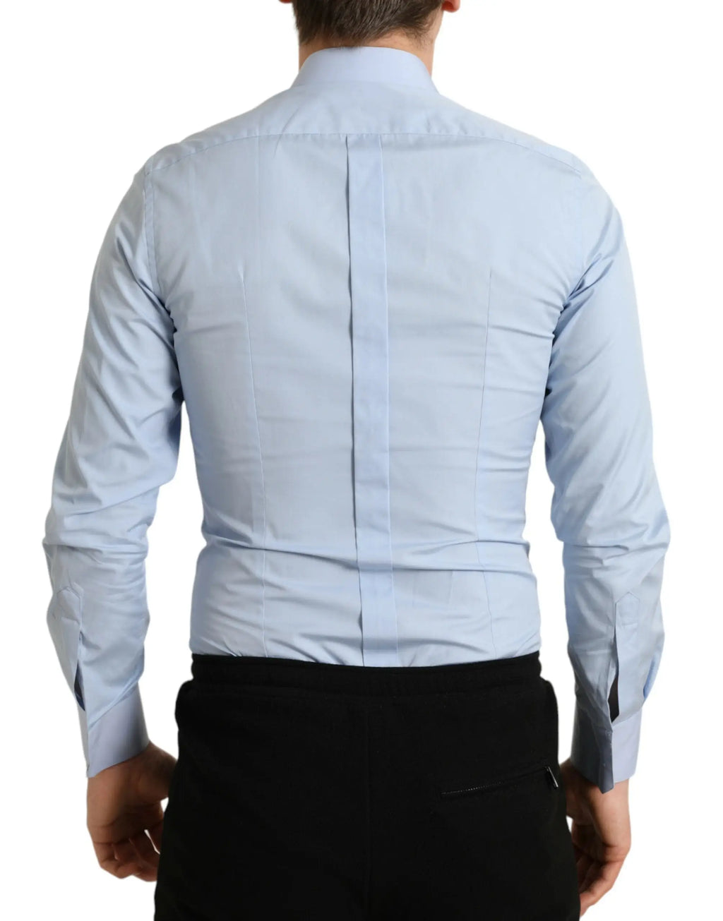 Chemise homme dolce gabbana bleu ciel en coton avec manches longues col classique et poignets boutonnés formelle