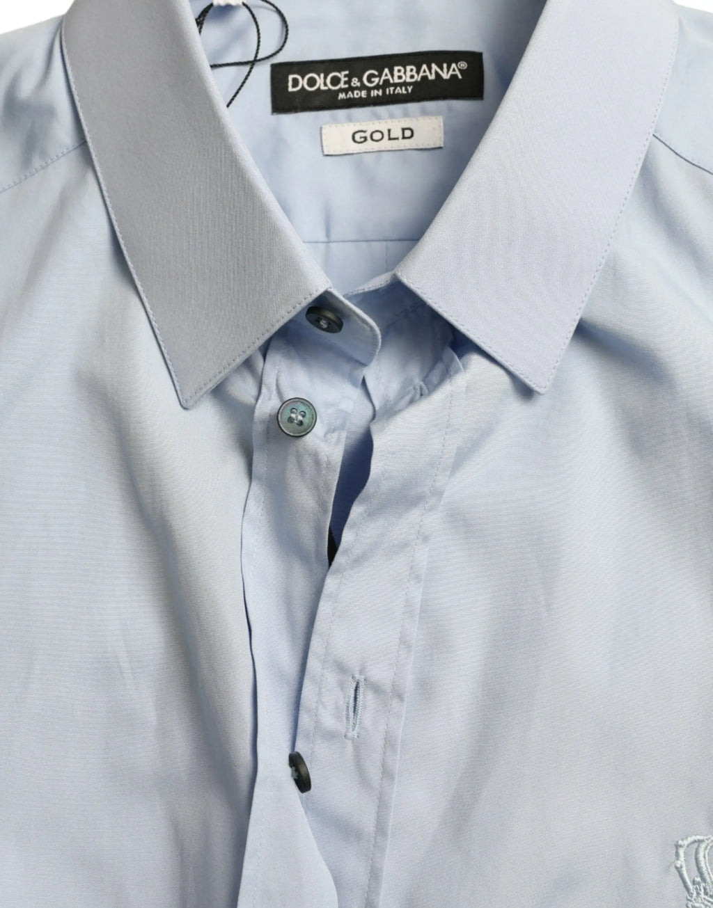 Chemise habillée homme dolce gabbana bleu ciel en coton avec col net et boutons assortis
